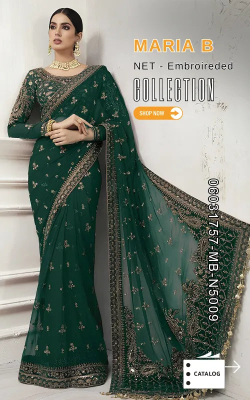 MARIA B ⏐ 06031757-MB-N5009 ⏐ NET FABRIC ⏐ EMBROIDERED ⏐ UNSTITCHED SAREE