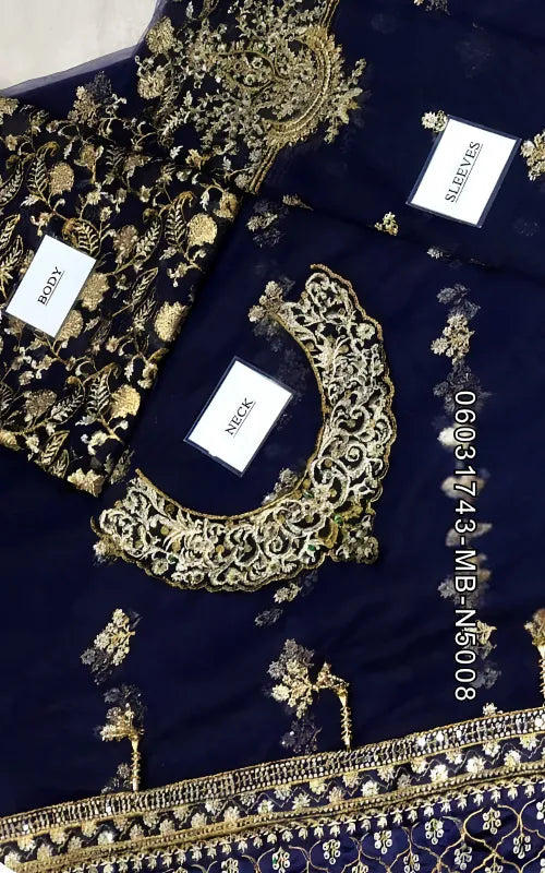 MARIA B ⏐ 06031743-MB-N5008 ⏐ NET FABRIC ⏐ EMBROIDERED ⏐ UNSTITCHED SAREE