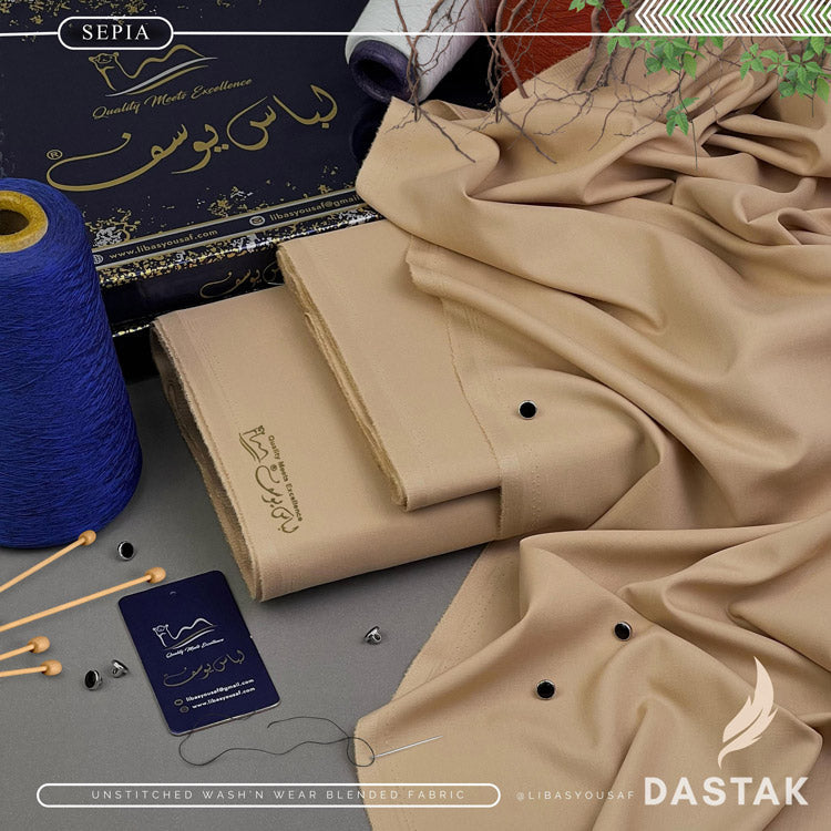 DASTAK - LUXURIOUS WASH'N WEAR - UNSTITCHED - SEPIA