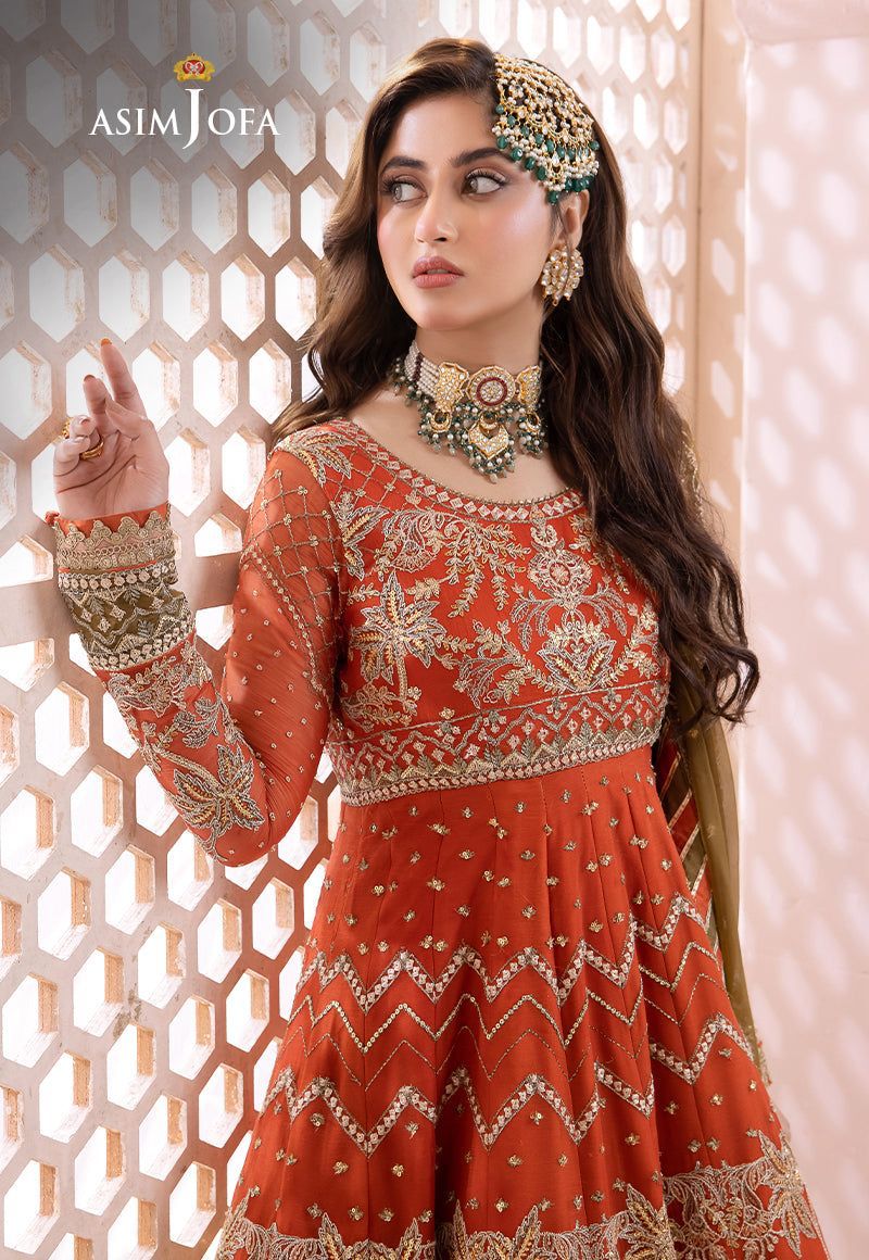 Brand Asim Jofa Complete chiffon frock with satin silk trouser