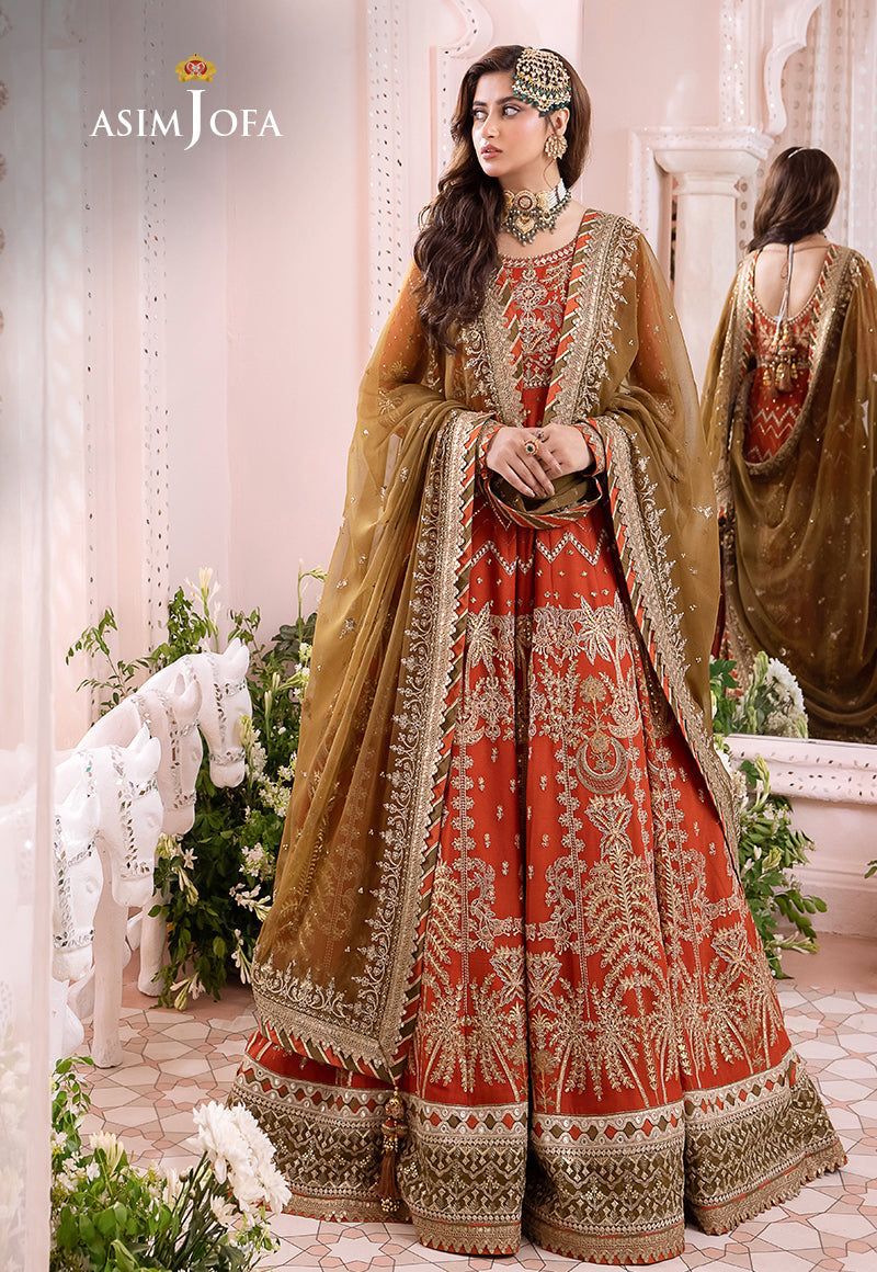 Brand Asim Jofa Complete chiffon frock with satin silk trouser