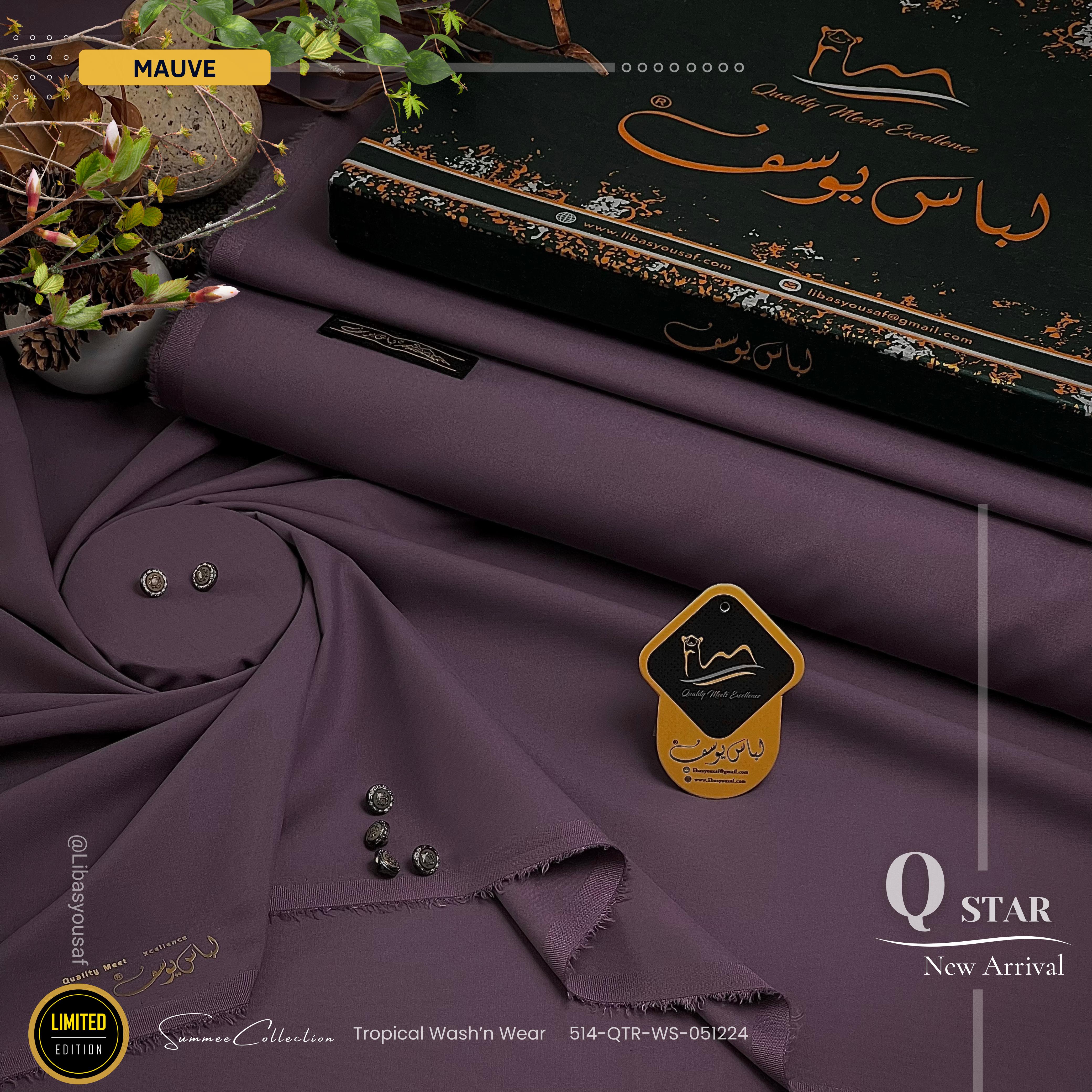 Q Star Wash & Wear Summer ( Unstitched ) ( MAUVE )