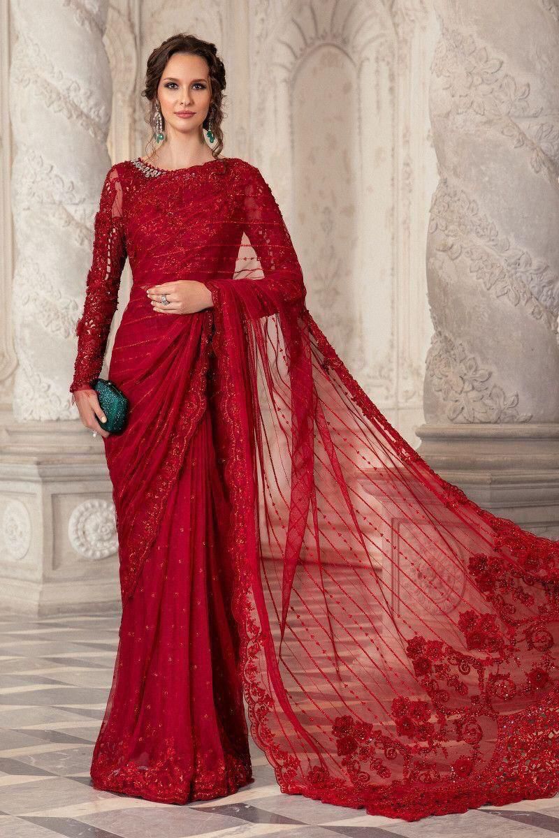 MARIA B ⏐ HEAVY EMBROIDERED ADDA WORK ⏐ SAREE COLLECTION