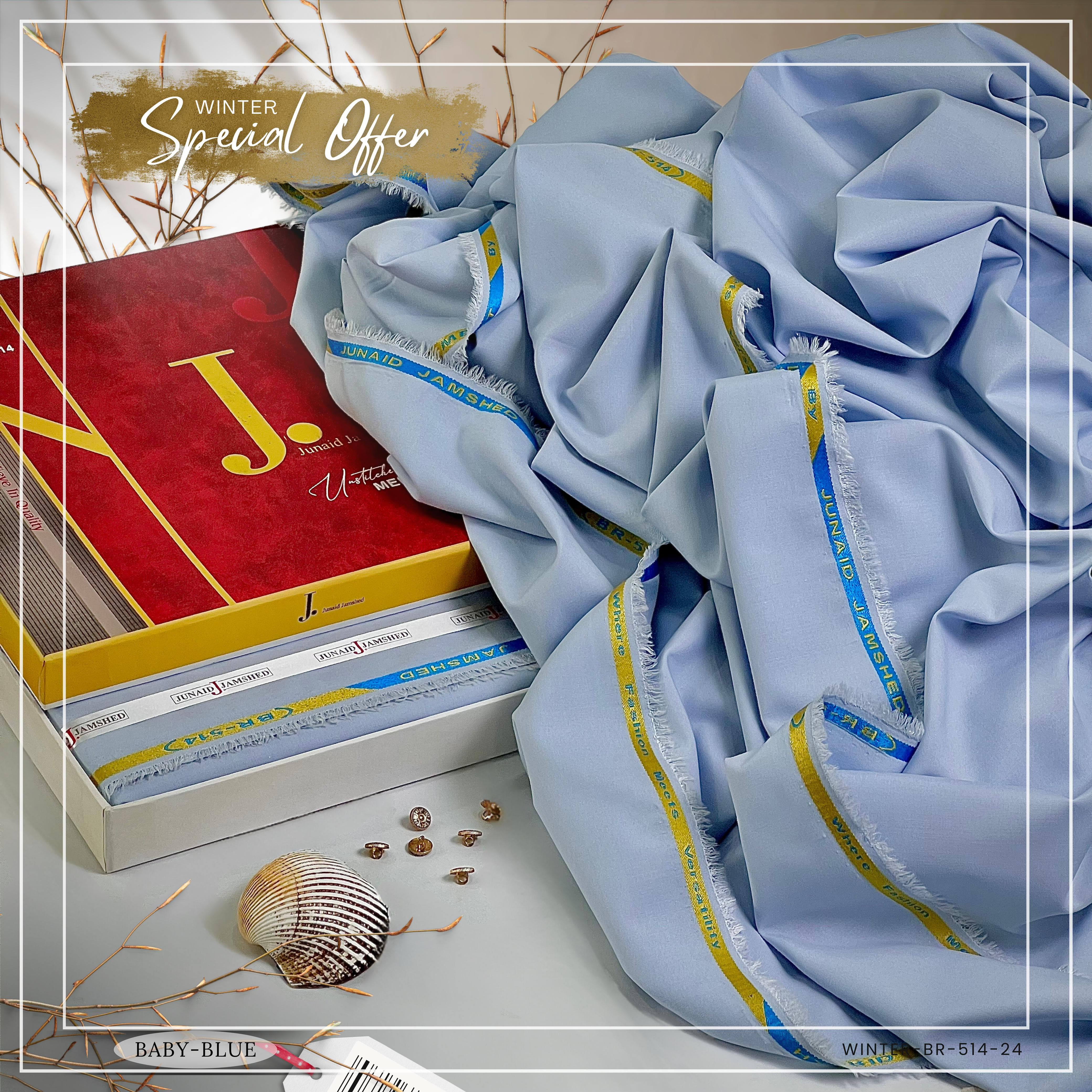 JUNAID JAMSHED - Baby Blue - ( Unstitched ) Shalwar Kameez ( Four Season )