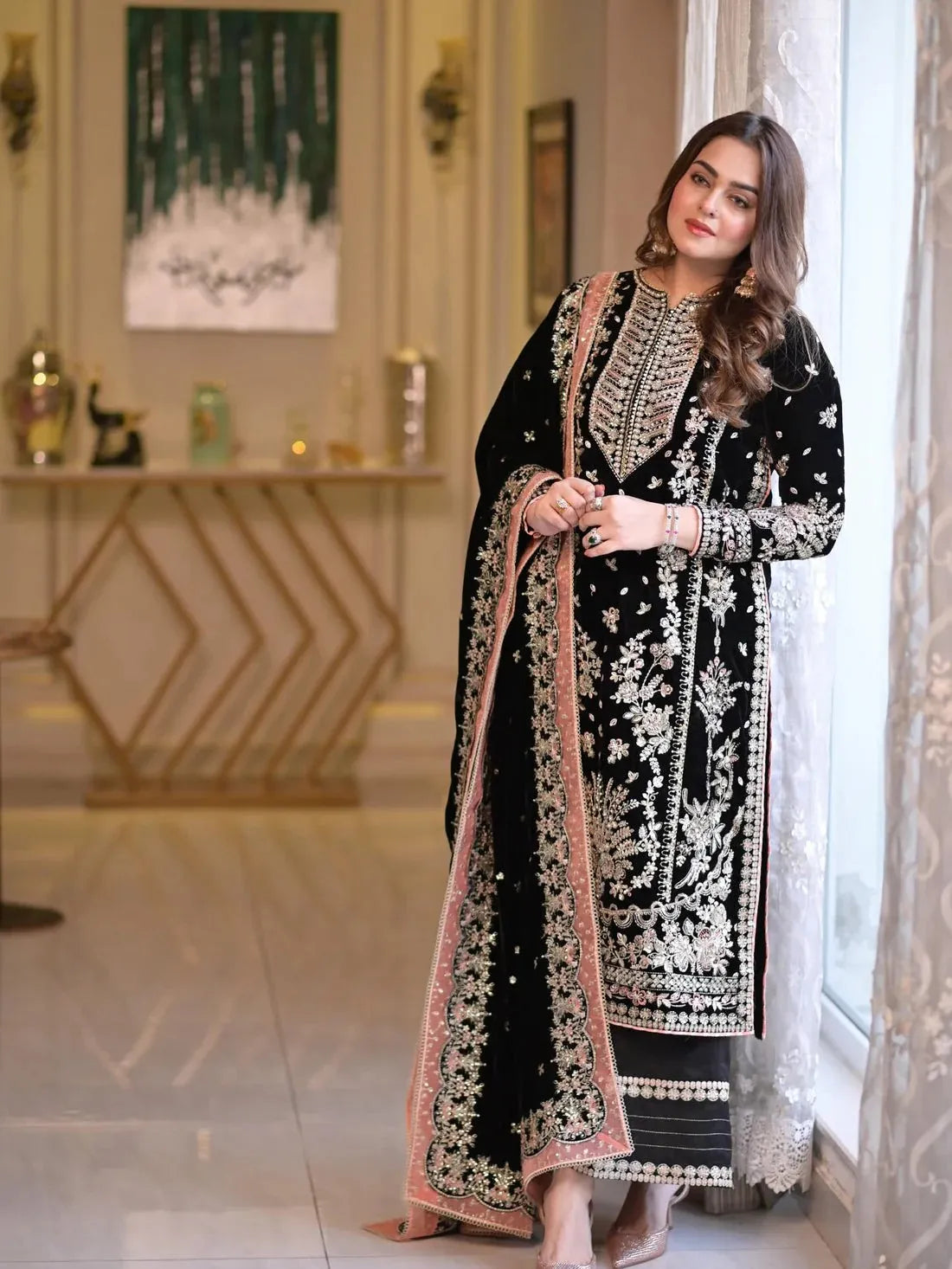 Aneela’s Luxury Embroidered Chiffon Wedding Suit