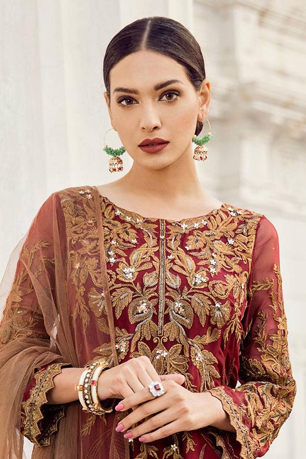 IZNIK Colour Chiffon suit with heavy net embroidery dupatta