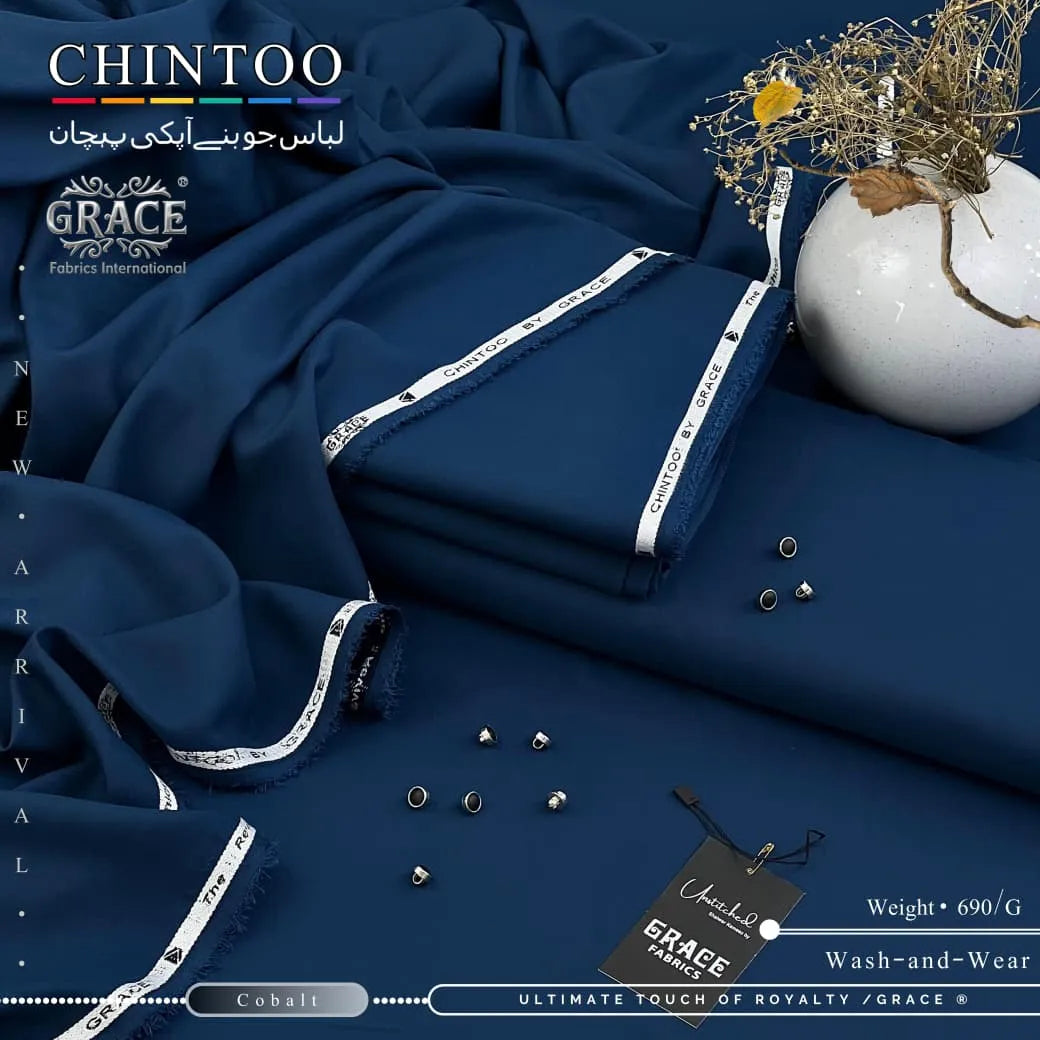CHINTOO / GRACE© — Premium Tropical Wash’n Wear Fabric | Cobalt