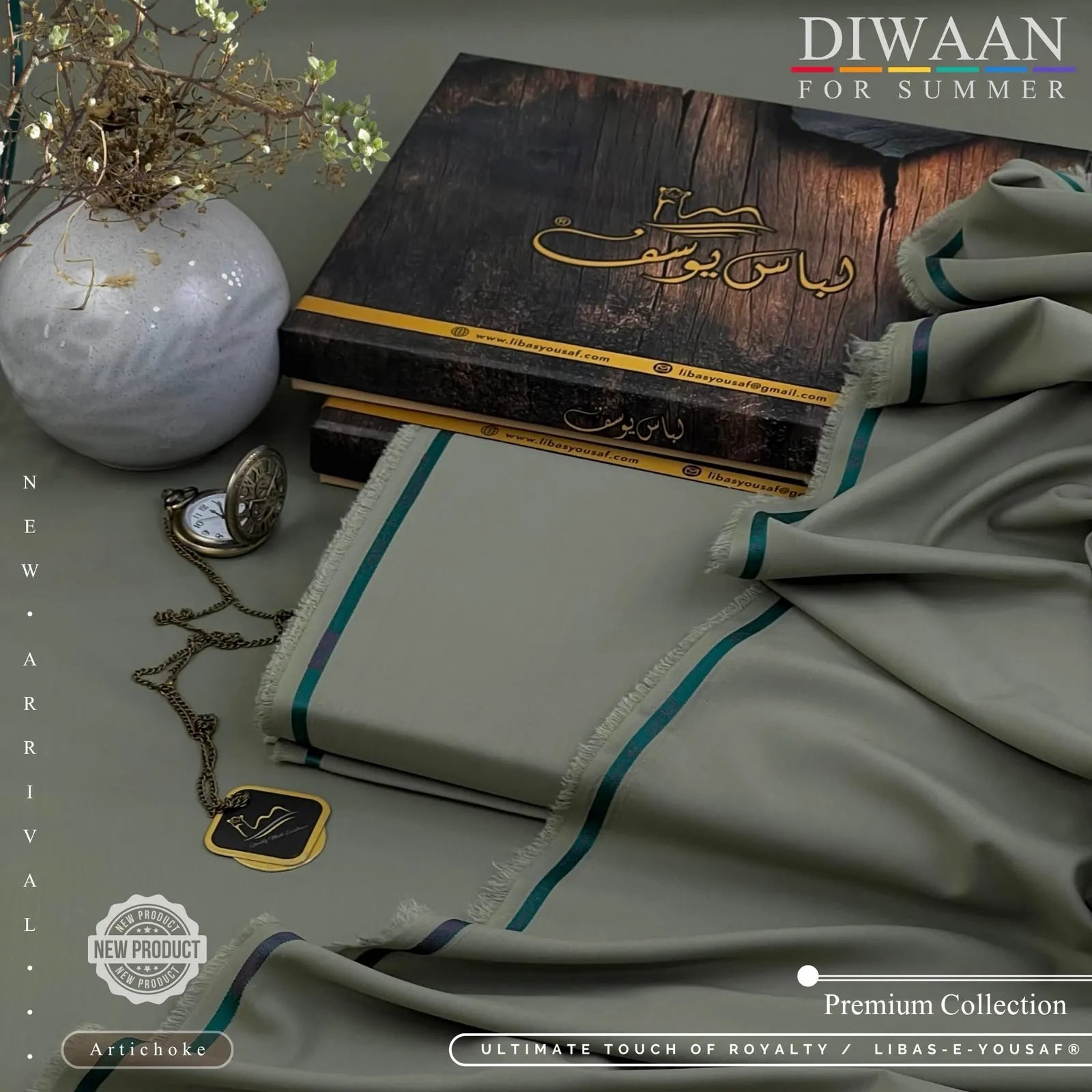 DIWAAN | Crafted by Libas e Yousaf | Wash & Wear | Summer | Artichoke