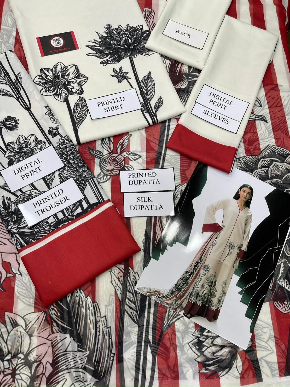 LULUSAR ⏐ SILK ⏐ FLORAL DIGITAL PRINTED ⏐UNSTITCHED ⏐ 3 PC ⏐ PURPLE