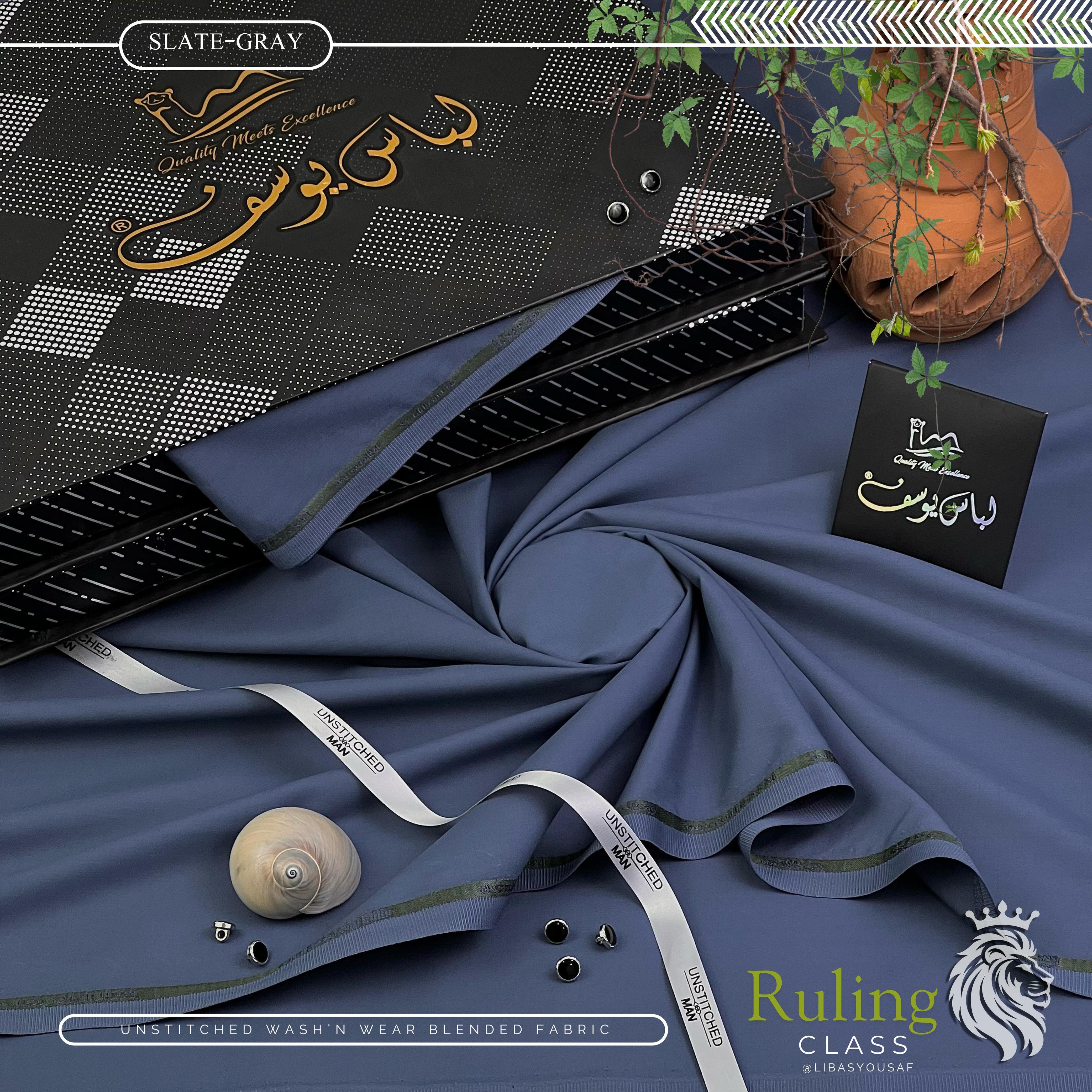 Rulling Class | Crafted by Libas e Yousaf | Wash & Wear | Four Season| SLATE GRAY