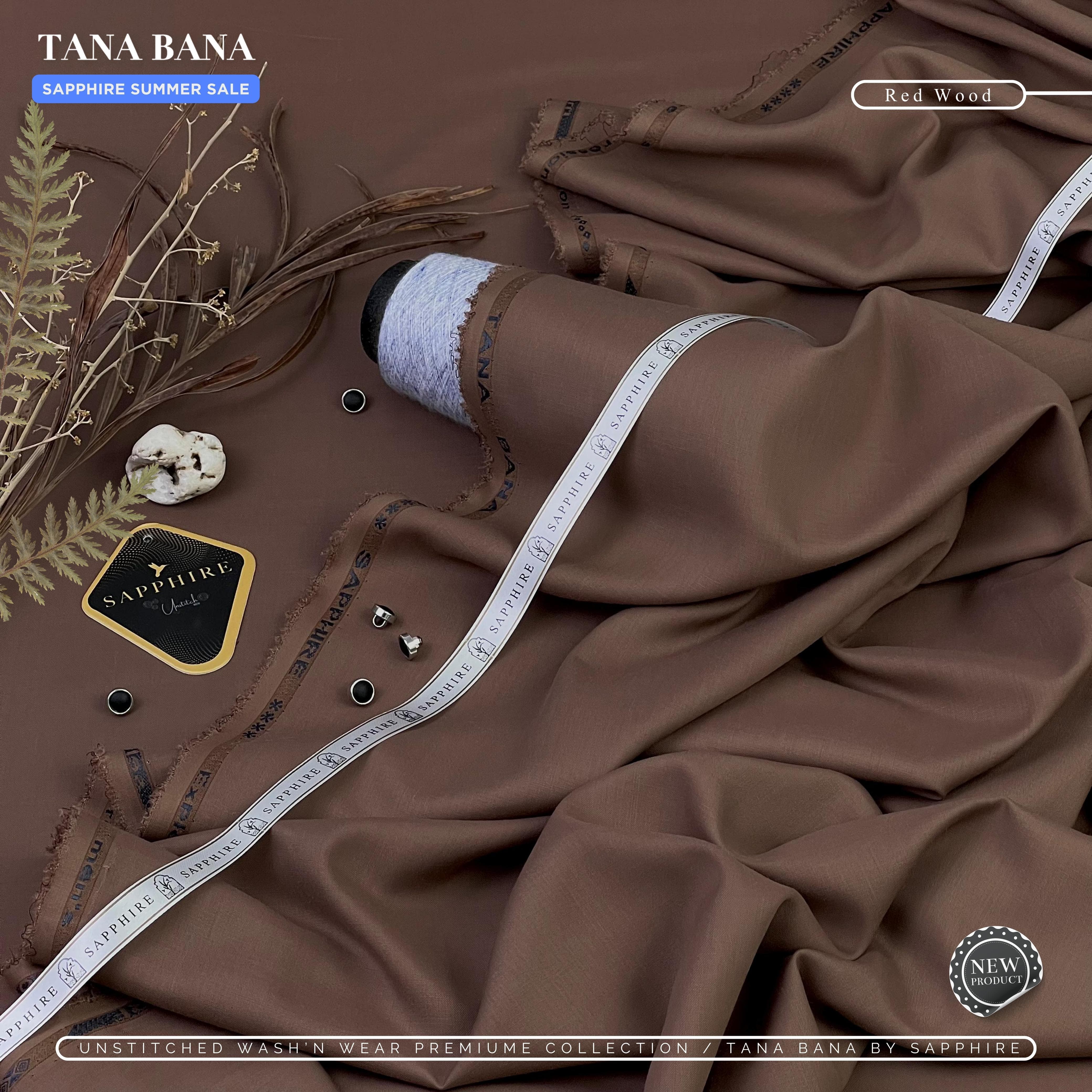 SAPPHIRE (Red Wood ) Unstitched Wash & Wear ( TANA BANA )