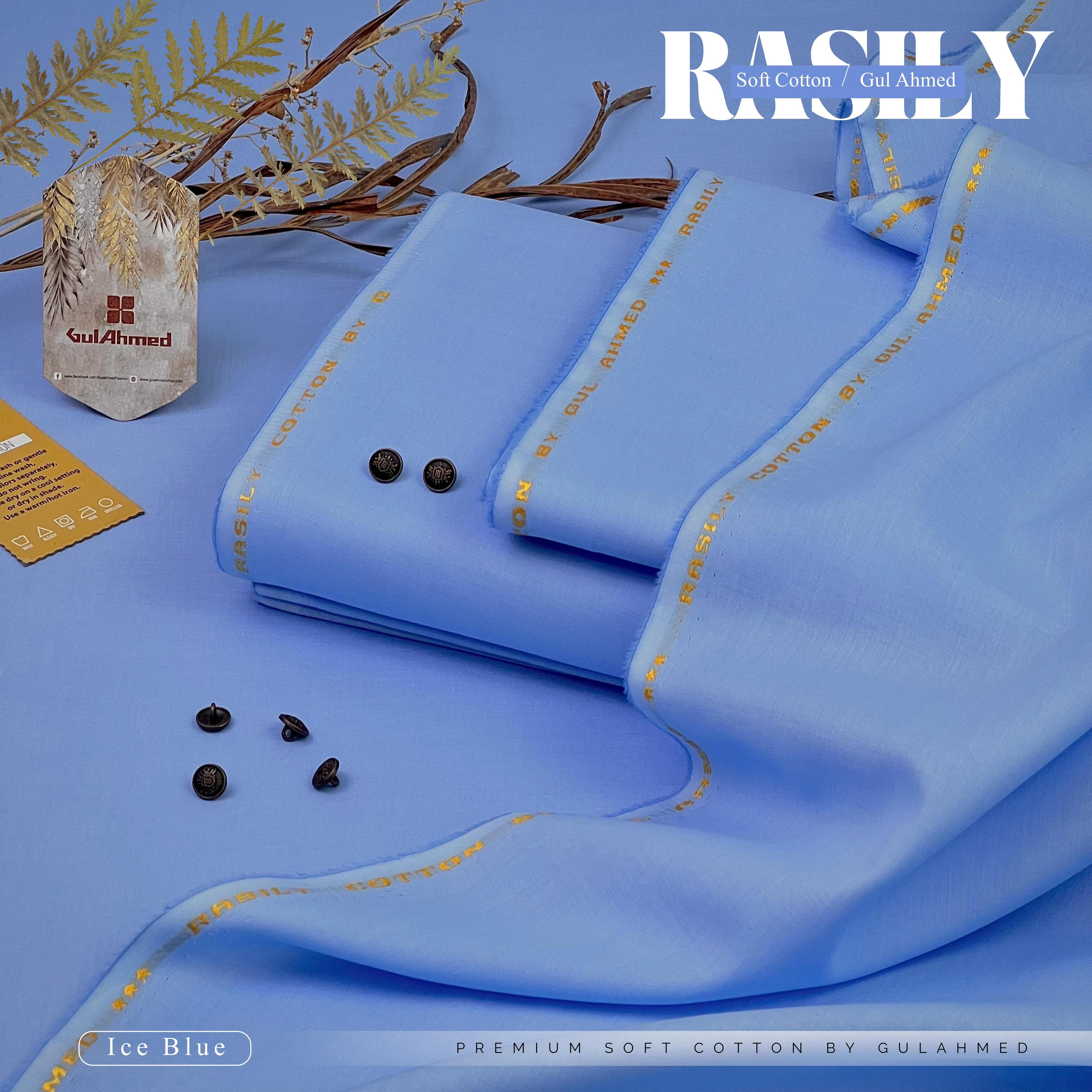 RASILY GUL AHMAD Soft CottonUnstitched(Ice Blue 💙)