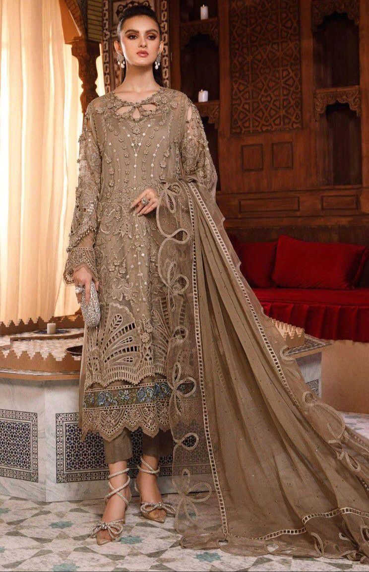 MARIA B EBROIDED Unstithced Ladies Fancy Dress