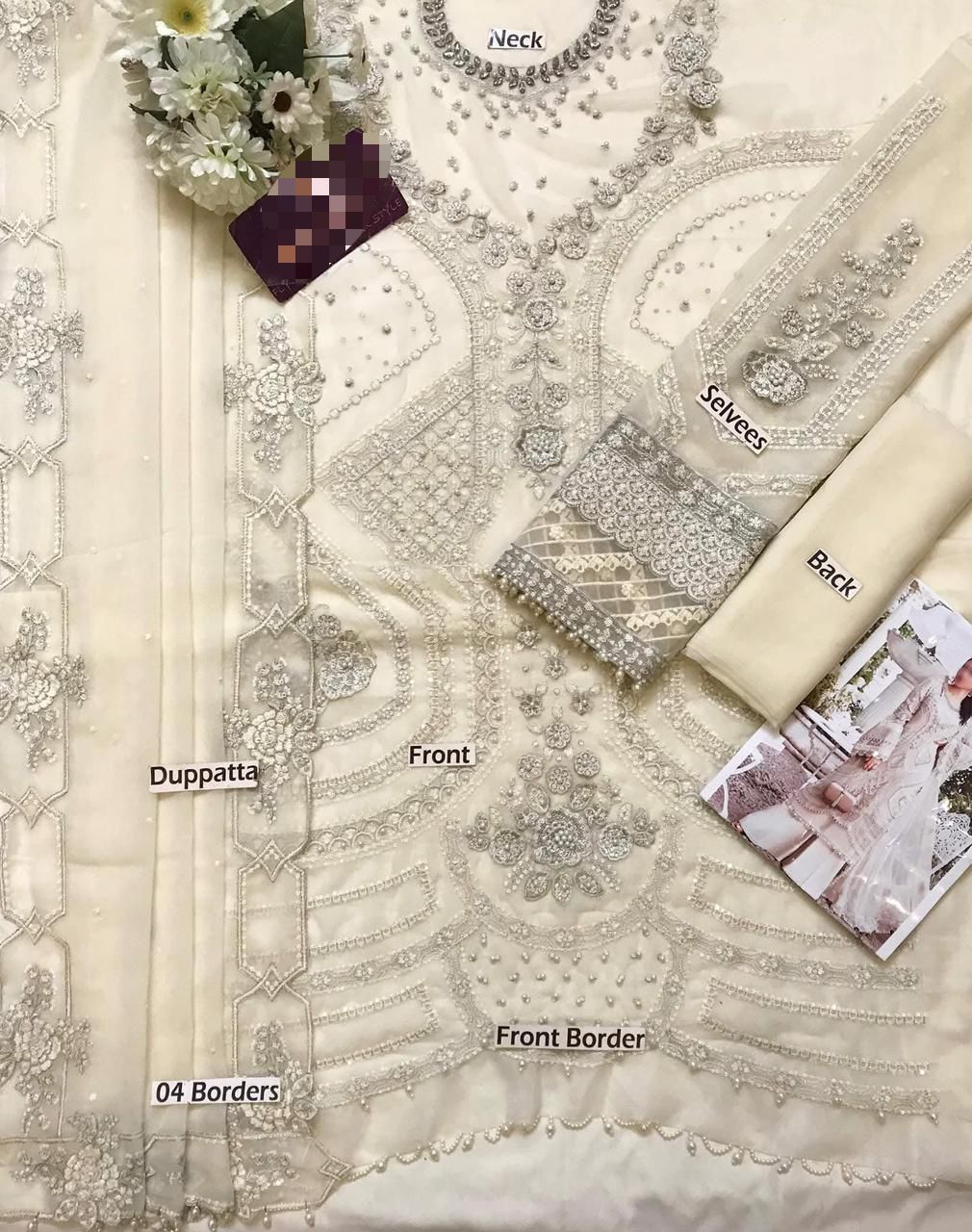 MARIA B EBROIDED Unstithced Ladies Fancy Dress