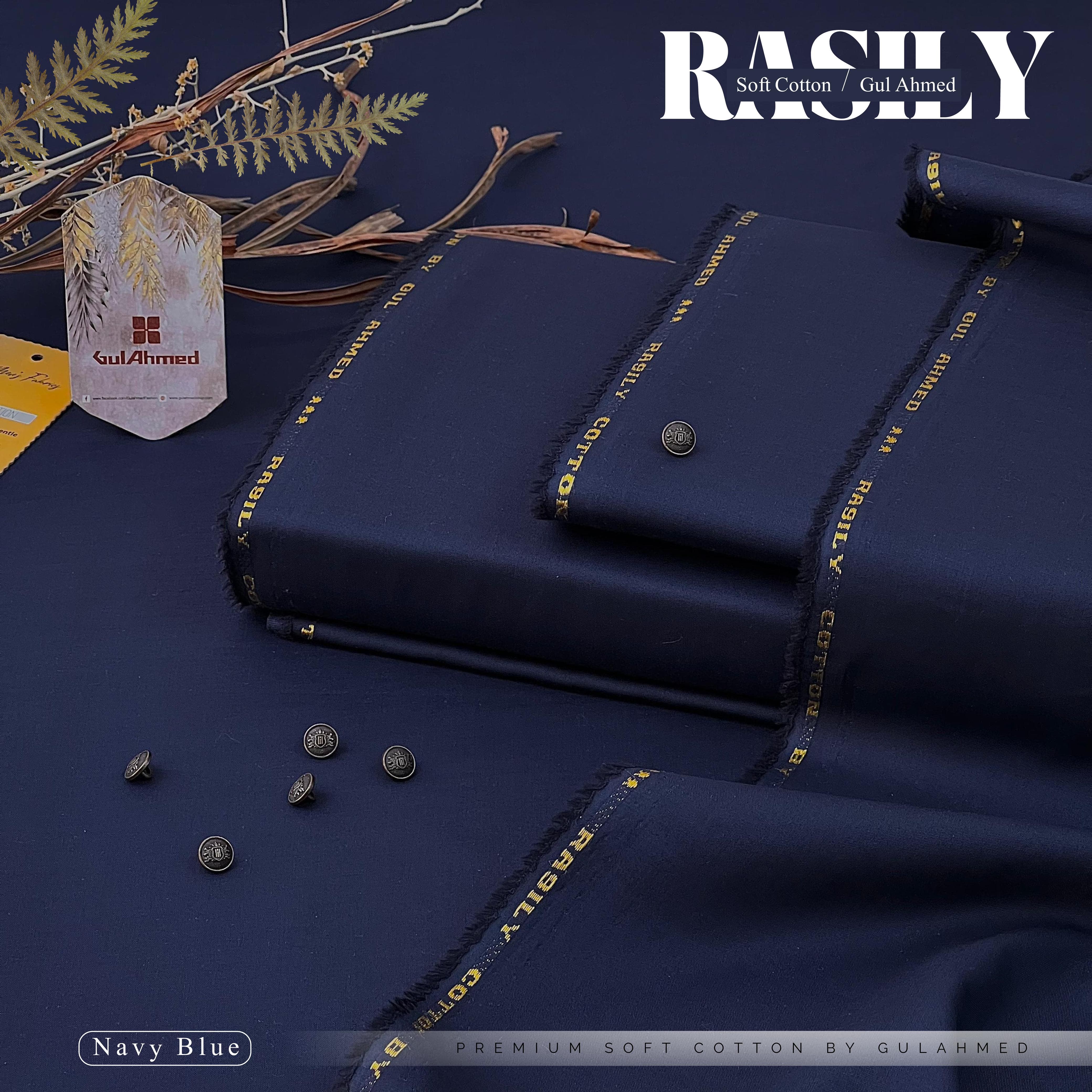 RASILY GUL AHMAD Soft CottonUnstitched(Navy Blue 💙)