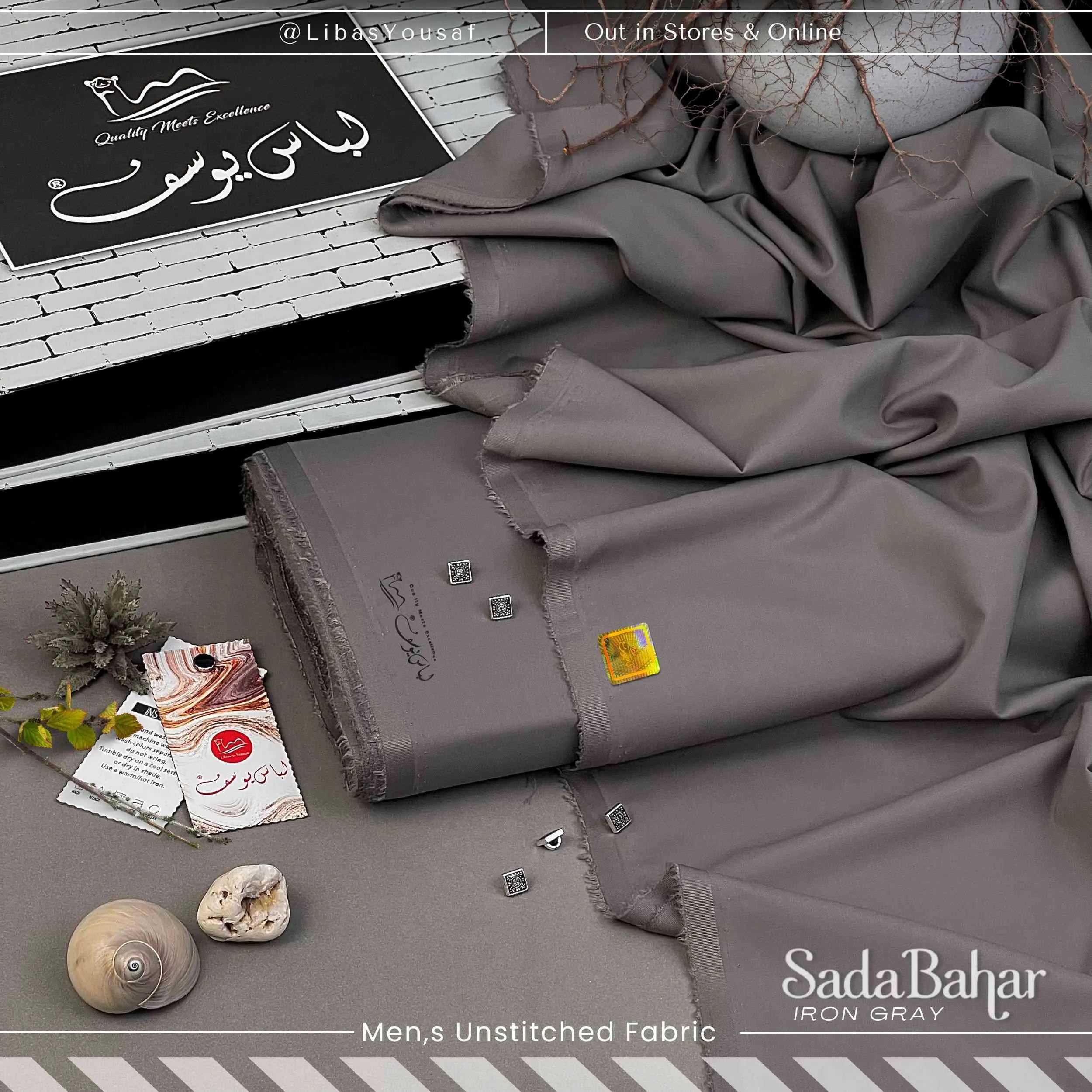 SADA BAHAR | Crafted by Libas e Yousaf | Wash & Wear | Four Season | Iron Grey