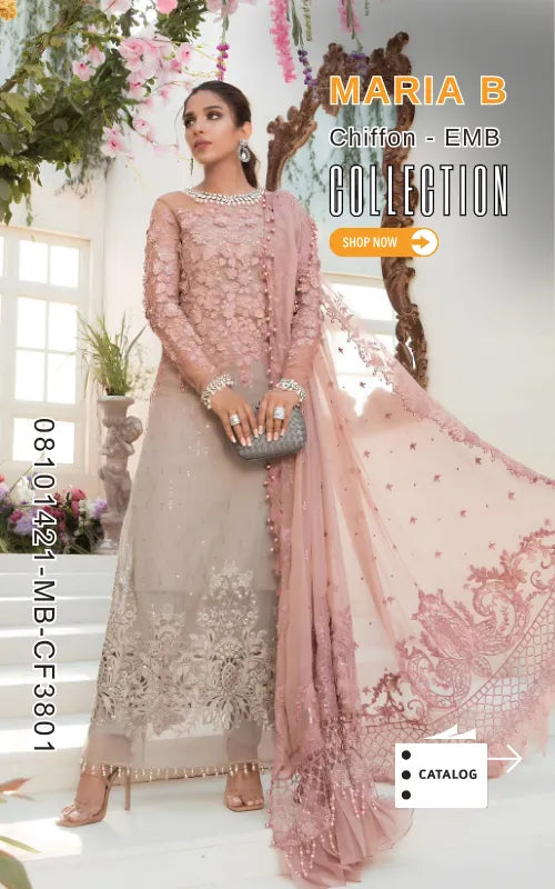 MARIA B ⏐ 08101421-MB-CF3801 ⏐ CHIFFON ⏐ EMBROIDERED