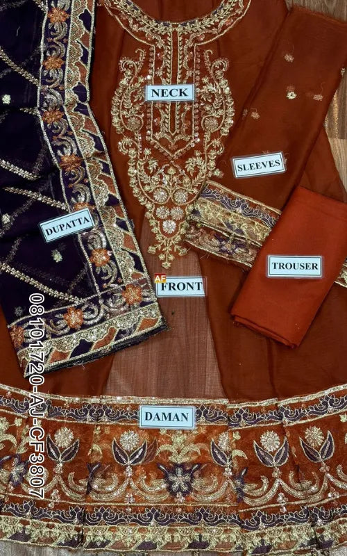 ASIM JOFA ⏐ 08101720-AJ-CF3807 ⏐ CHIFFON ⏐ EMBROIDERED