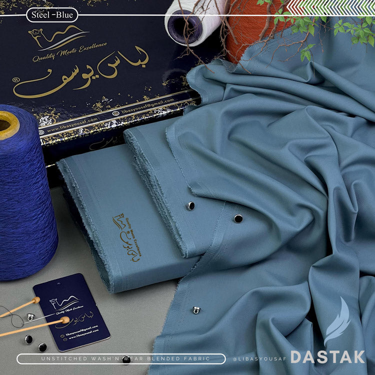 DASTAK - LUXURIOUS WASH'N WEAR - UNSTITCHED - STEEL BLUE