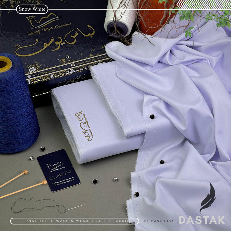 DASTAK - LUXURIOUS WASH'N WEAR - UNSTITCHED - SNOW WHITE