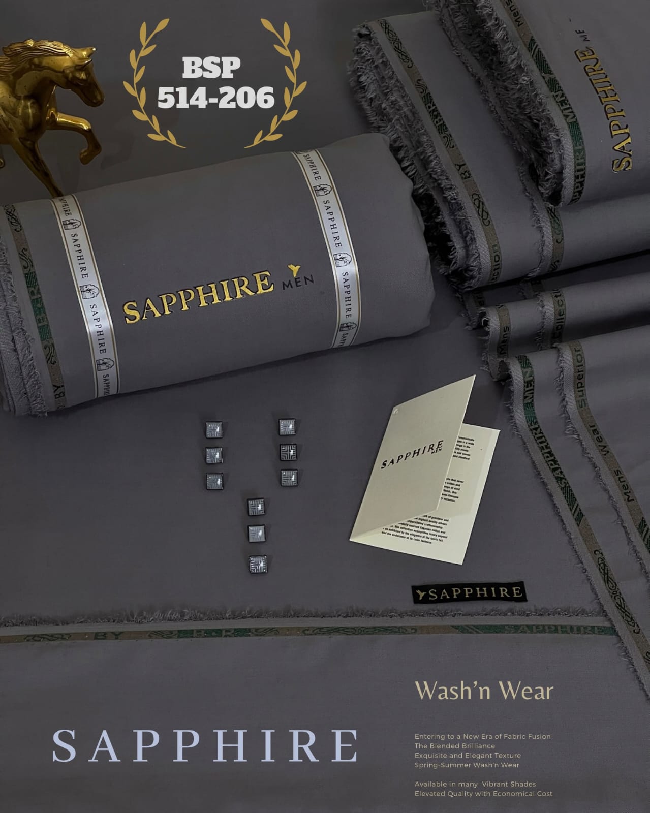 SAPPHIRE ( 514-206- Rome ) Unstitched Wash & Wear