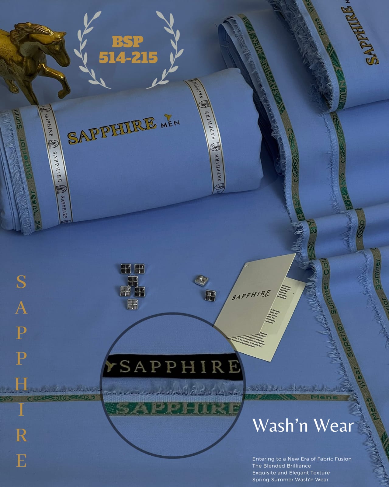 SAPPHIRE ( 514-215 - SKY  - JAPAN  ) Unstitched Wash & Wear