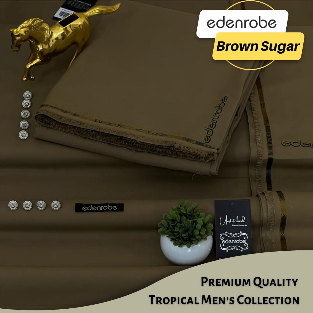 EDENROBE ( BROWN SUGAR ) MEN Unstitched Wash & Wear