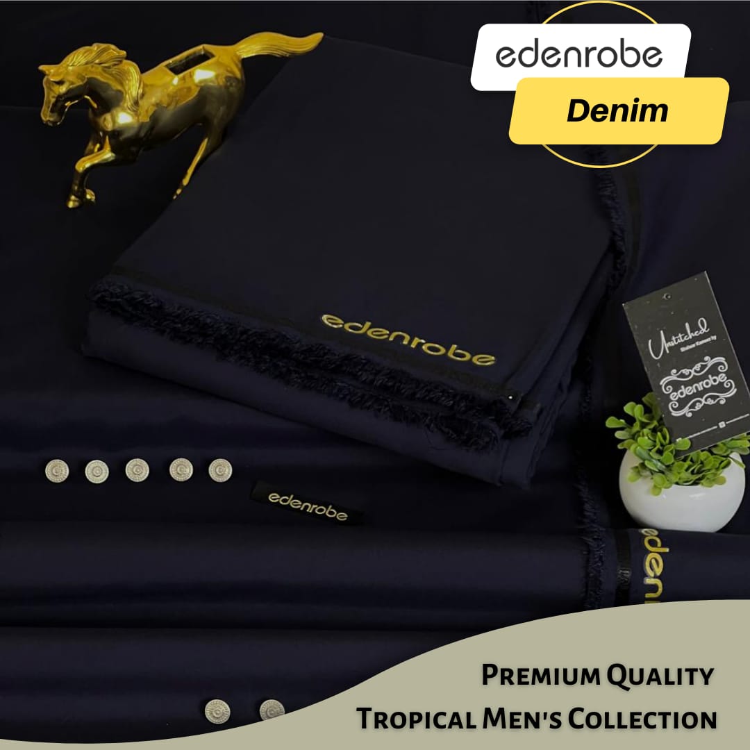 EDENROBE ( DENIM ) MEN Unstitched Wash & Wear