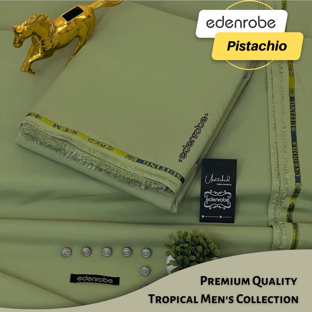 EDENROBE ( PISTACHIO ) MEN Unstitched Wash & Wear