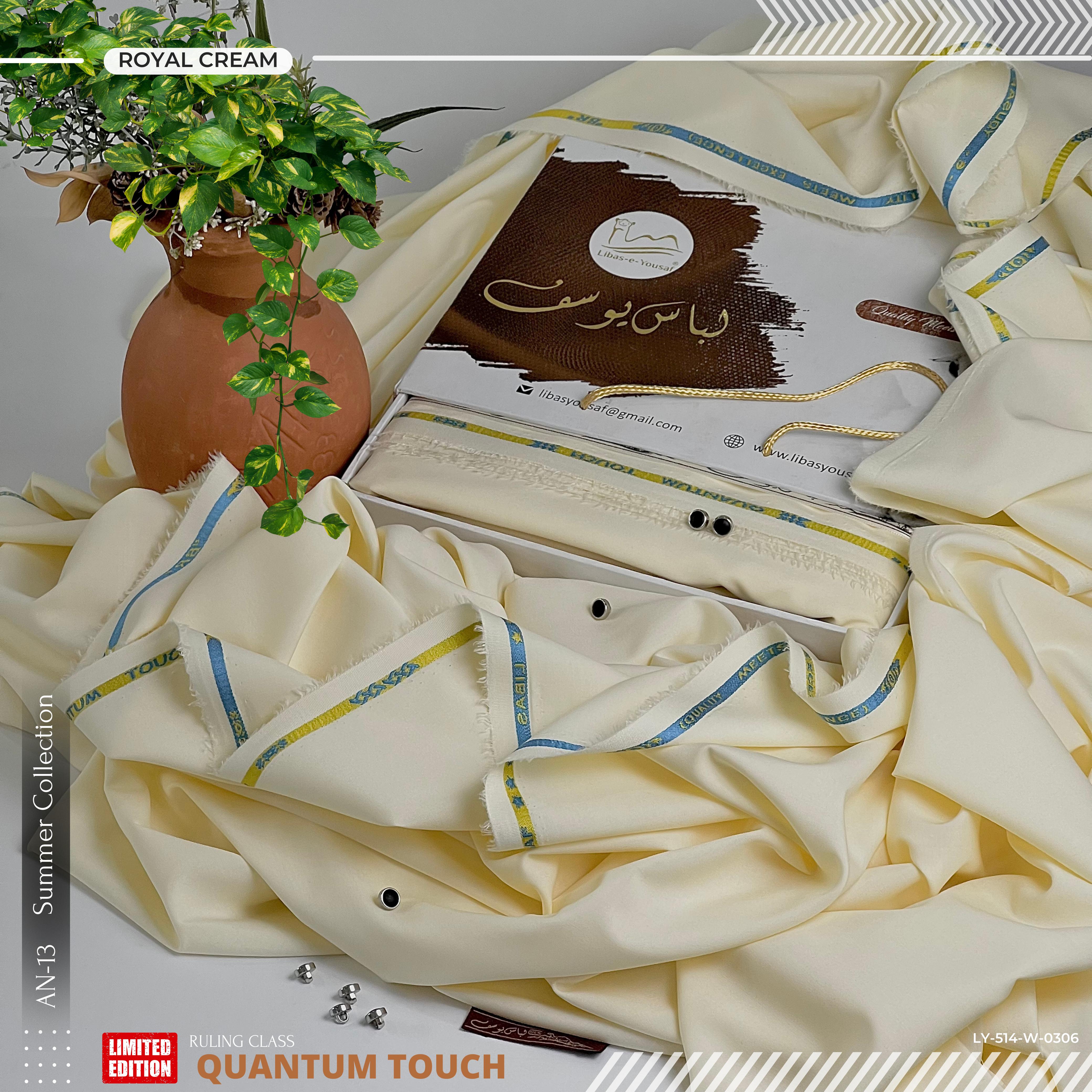 Quantum Touch  Wash & Wear  ( Unstitched ) ( ROYAL CREAM )