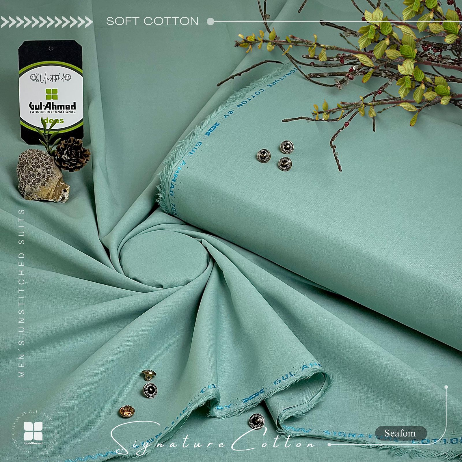 SOFT COTTON | SIGNATURE COTTON BY GUL AHMAD | SEAFOAM