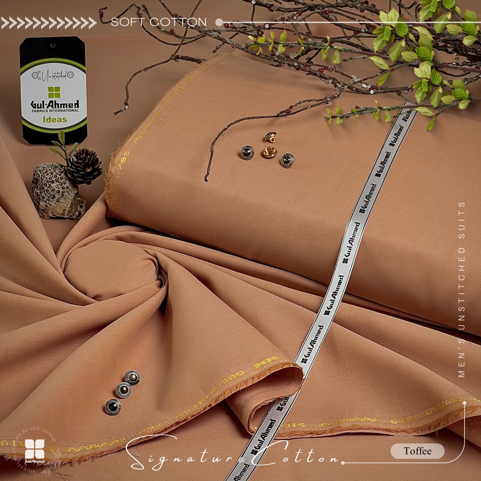 SOFT COTTON | SIGNATURE BY GUL AHMAD | TOFFEE