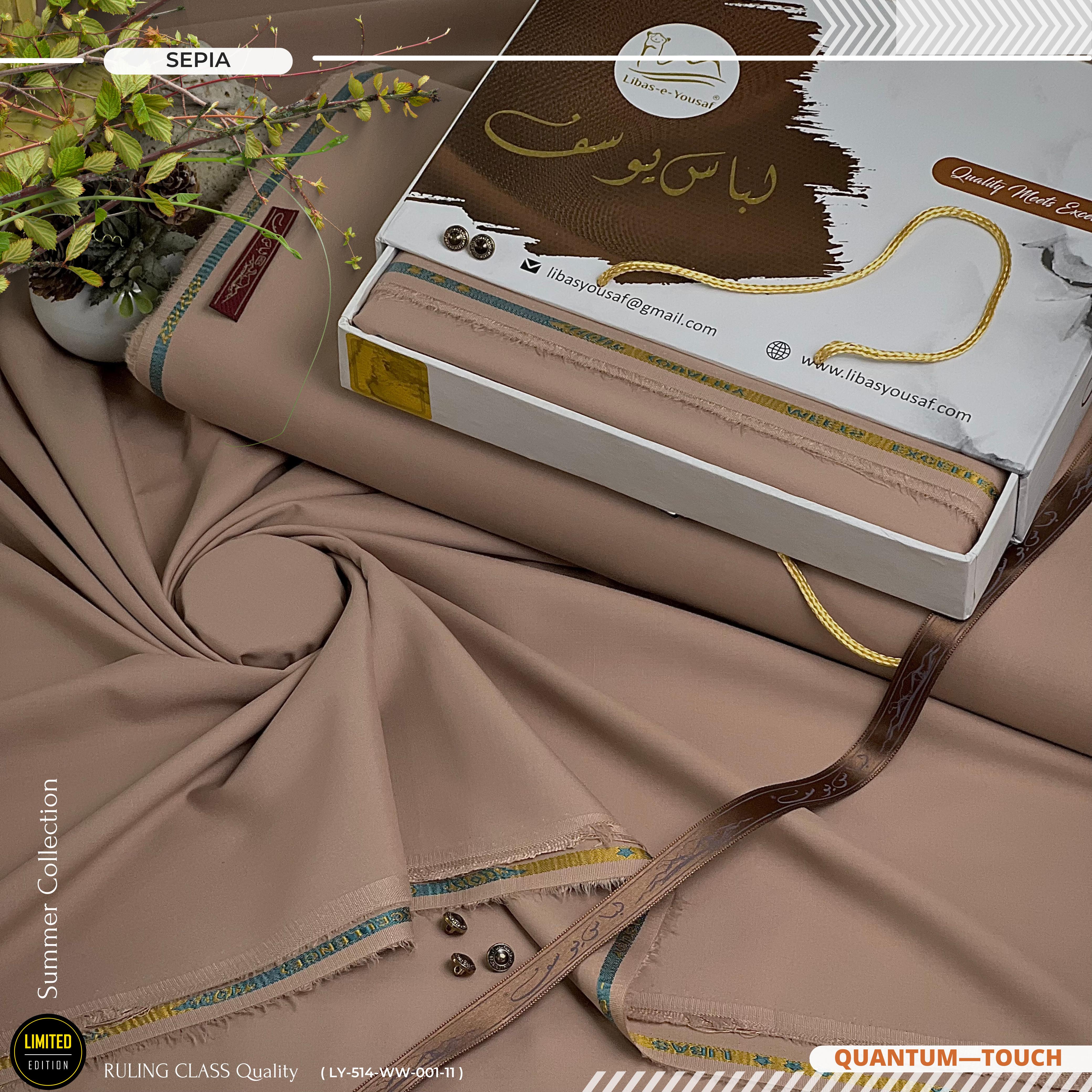 Quantum Touch  Wash & Wear  ( Unstitched ) ( SEPIA )