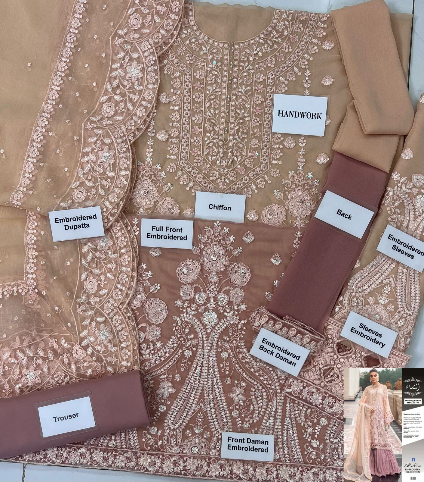 MARIA B ⏐ CHIFFON ⏐ ADDA WORK ⏐ HEAVY EMBROIDERED ⏐ WEDDING COLLECTION