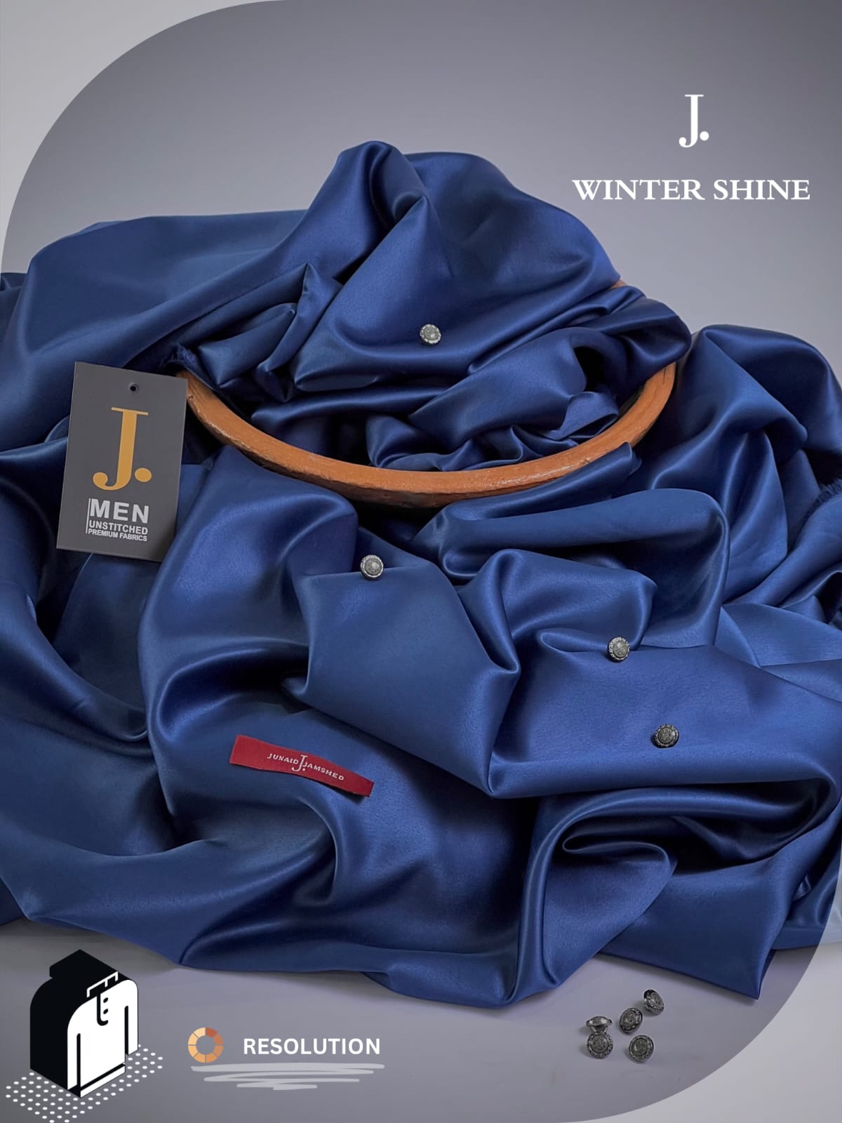 JUNAID JAMSHED ( Silk ) - Resolution Blue  - ( Unstitched ) Shalwar Kameez