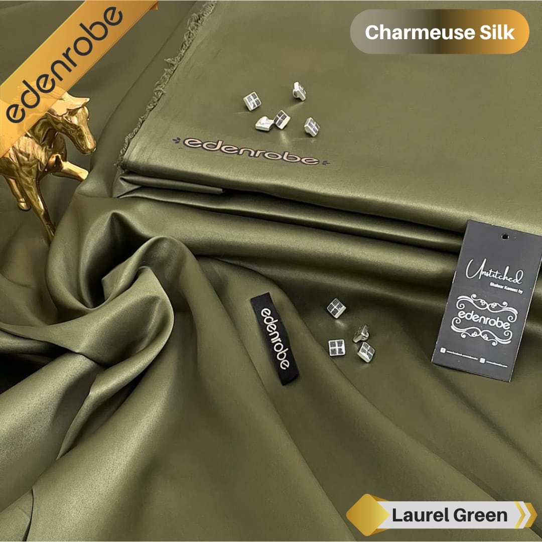 EDENROBE ( Silk ) - Laurel Green - ( Unstitched ) Shalwar Kameez