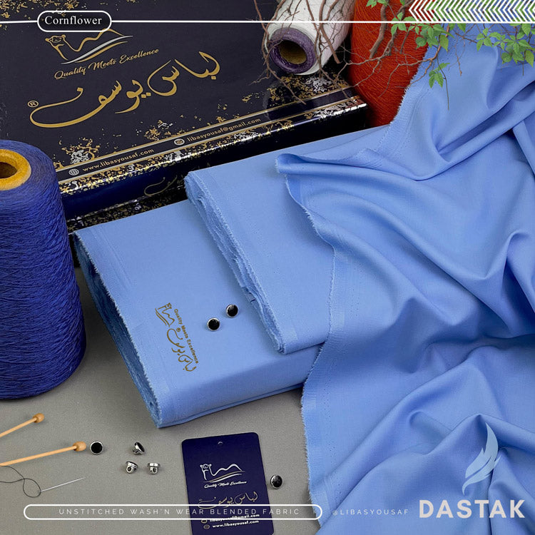 DASTAK - LUXURIOUS WASH'N WEAR - UNSTITCHED - CORN FLOWER