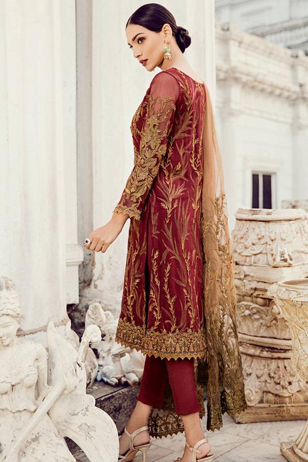 IZNIK Colour  Chiffon suit with heavy net embroidery dupatta