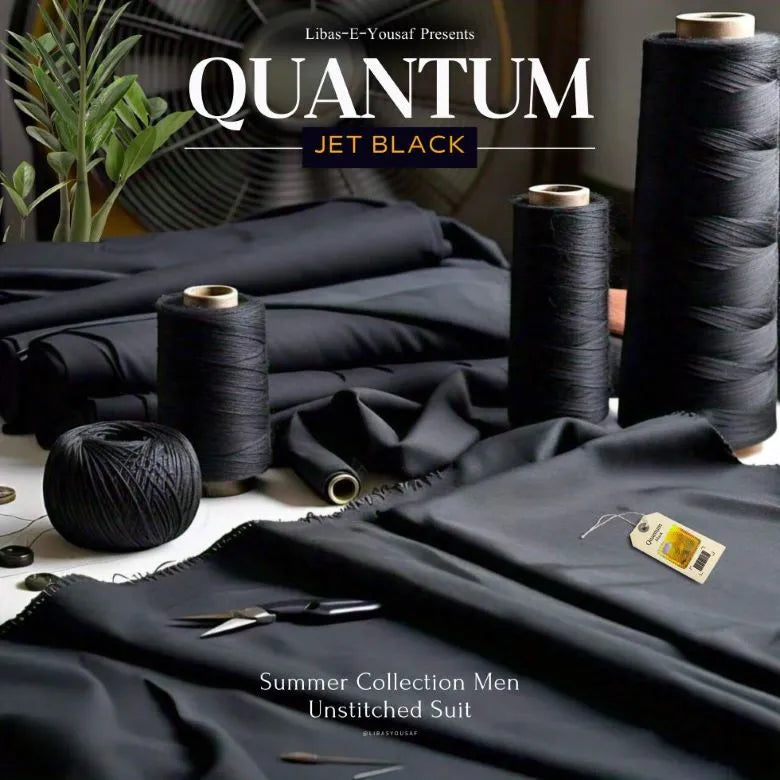 Quantum Touch - Jet Black - Unstitched - Wash & Wear