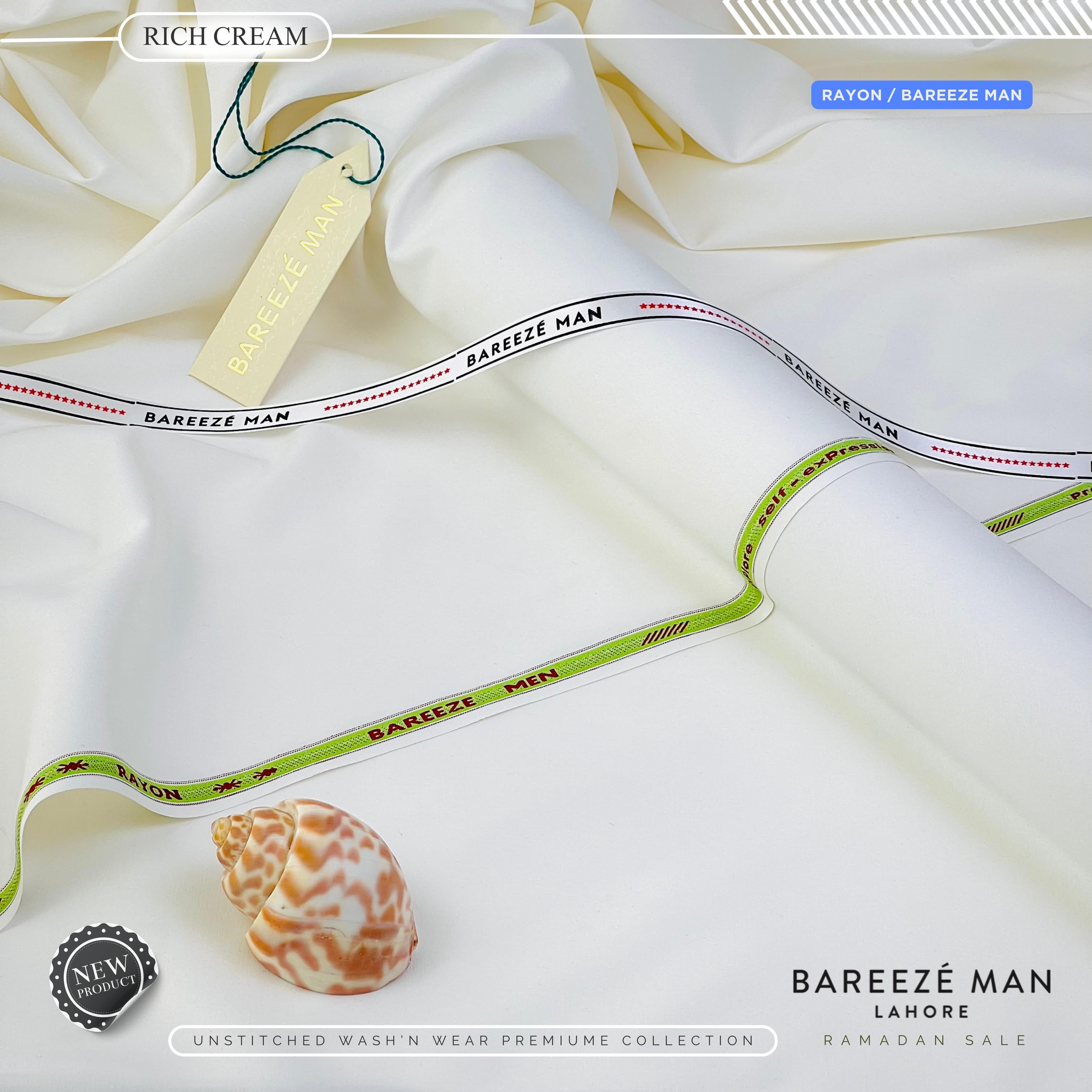 BAREEZE' MAN - Premium Rayon Wash'n Wear (Summer Collection) - Rich Cream
