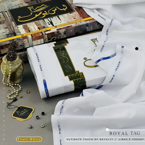 Royal Tag | Crafted by Libas e Yousaf | Wash & Wear | Summer | Pearl White