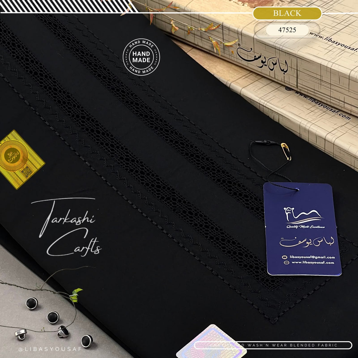 Tarkashi Four Seasons Wash'n Wear | Crafted by Libas e Yousaf | Black - 47525