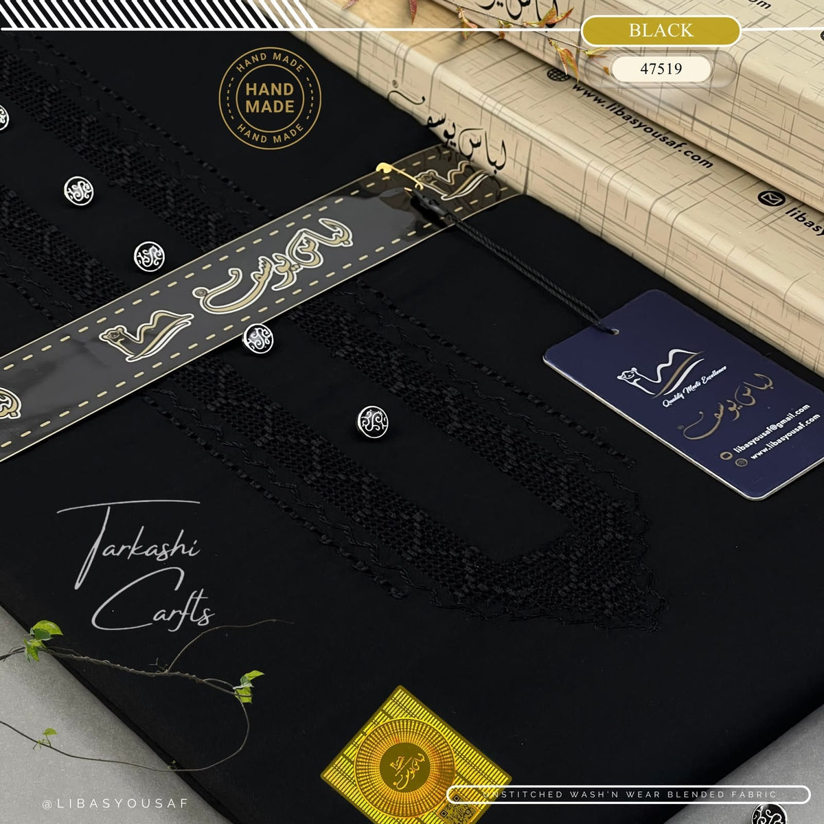 Tarkashi Four Seasons Wash'n Wear | Crafted by Libas e Yousaf | Black - 47519