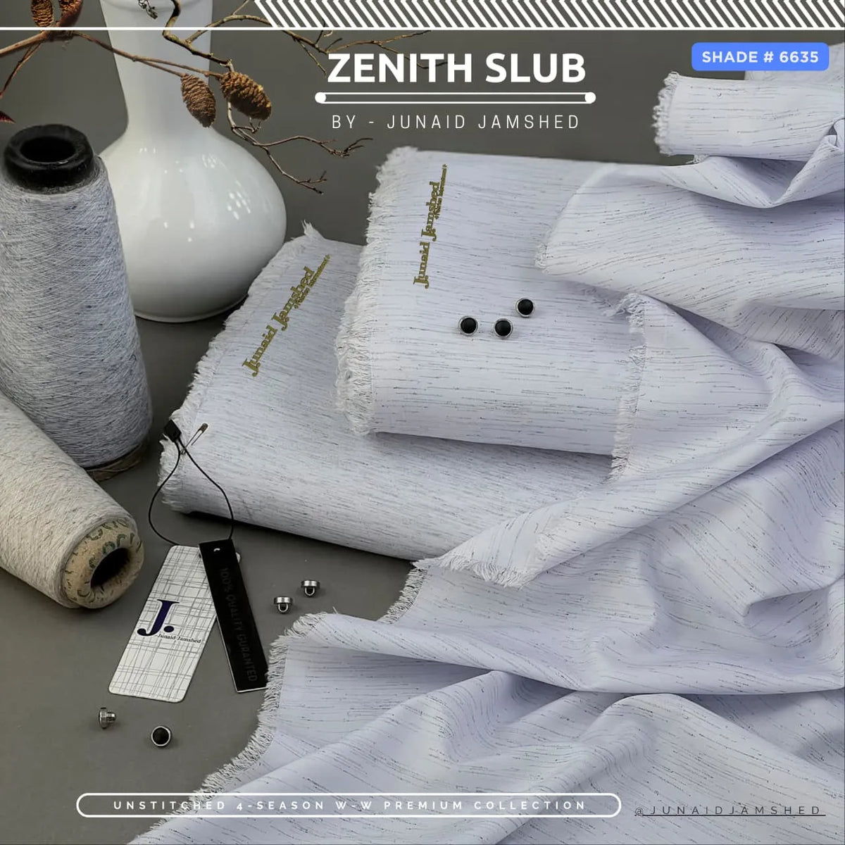 Zenith Slub Wash'n Wear | J. by Junaid Jamshed | 4-Season | Shade # 6635