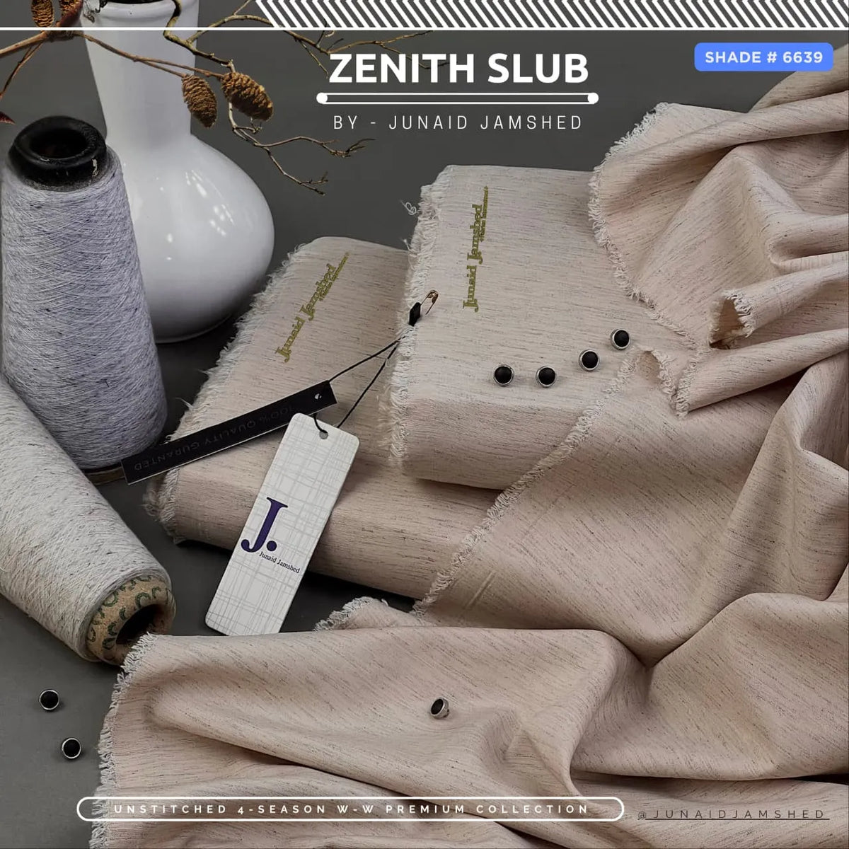 Zenith Slub Wash'n Wear | J. by Junaid Jamshed | 4-Season | Shade # 6639