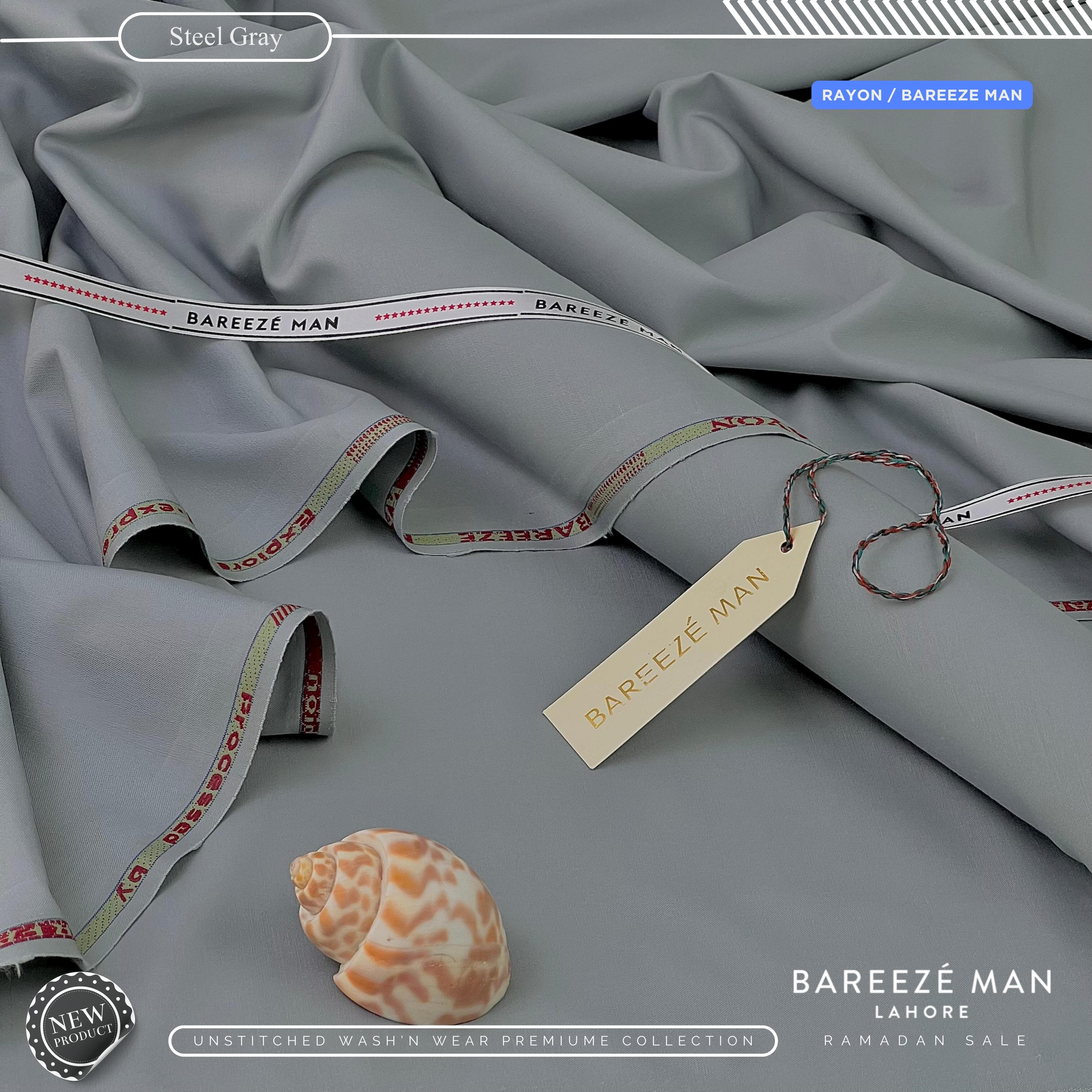 BAREEZE' MAN - Premium Rayon Wash'n Wear (Summer Collection) - Steel Gray