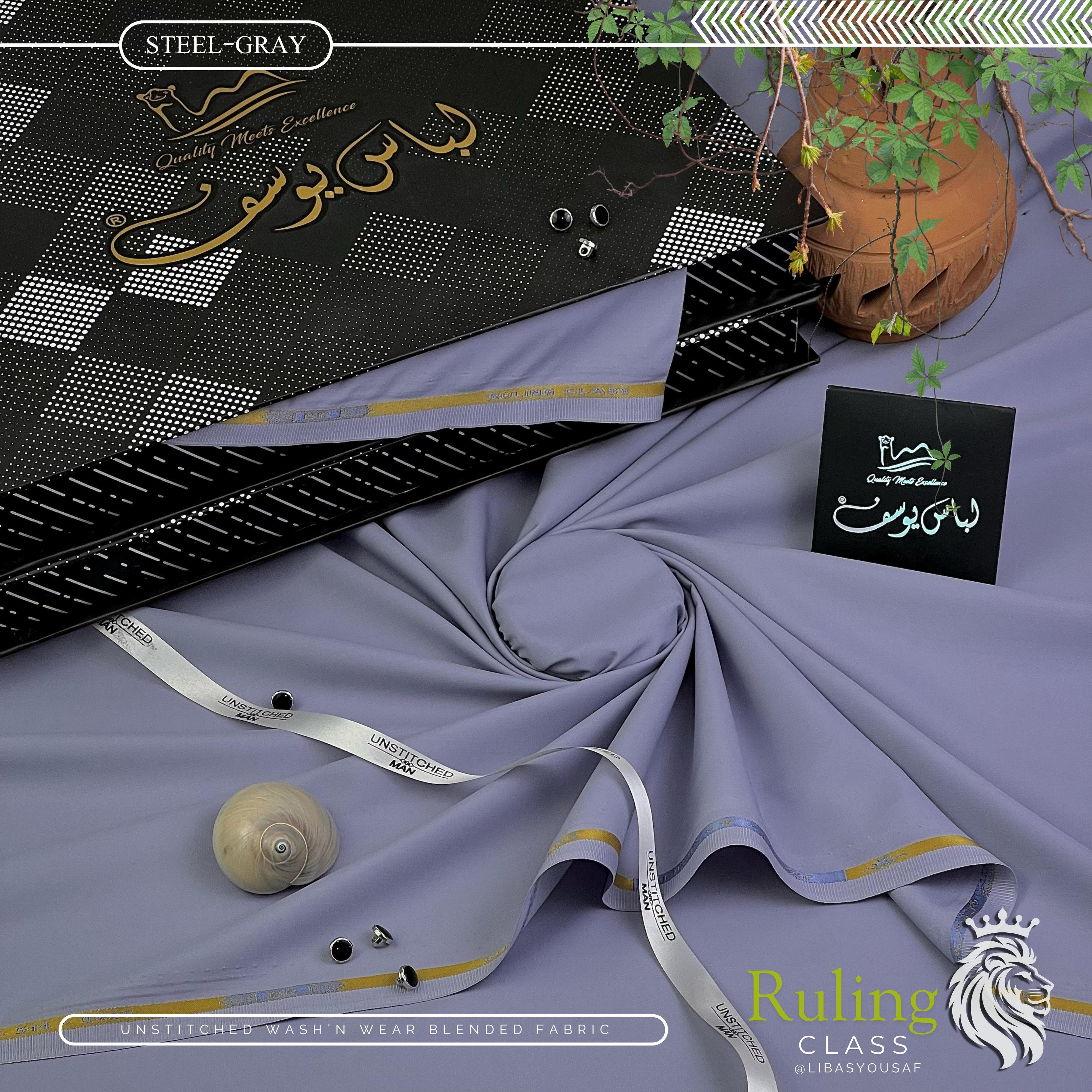 Rulling Class | Crafted by Libas e Yousaf | Wash & Wear | Four Season| STEEL GRAY