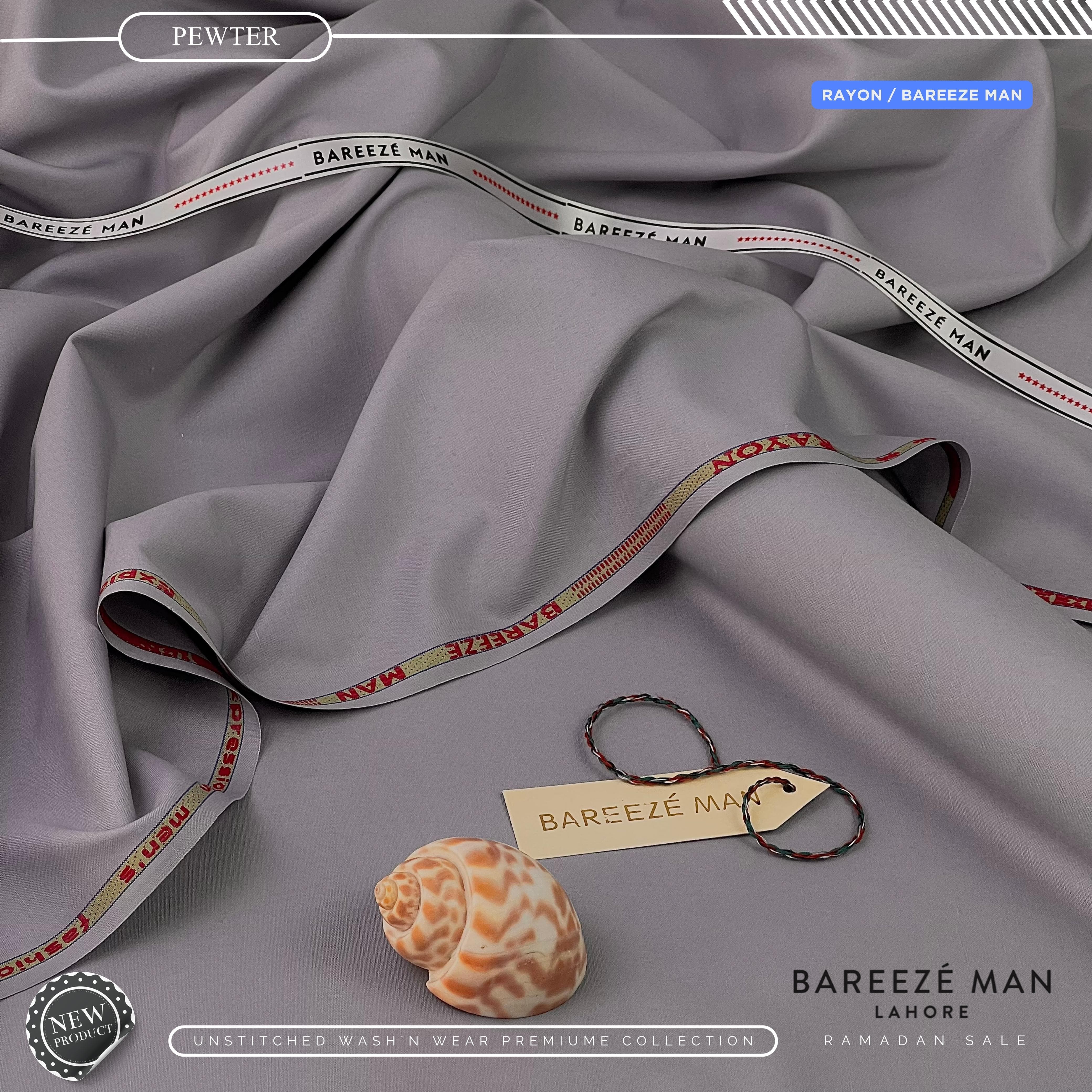 BAREEZE' MAN - Premium Rayon Wash'n Wear (Summer Collection) - PEWTER
