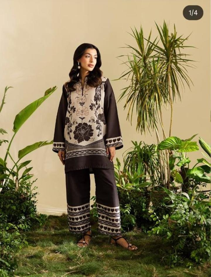 LULUSAR ⏐ SILK ⏐ FLORAL DIGITAL PRINTED ⏐UNSTITCHED ⏐ 3 PC ⏐ PURPLE